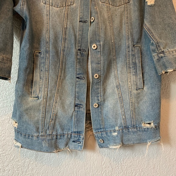 Highway Jeans Denim Jacket Painted & Distressed L - Picture 8 of 16